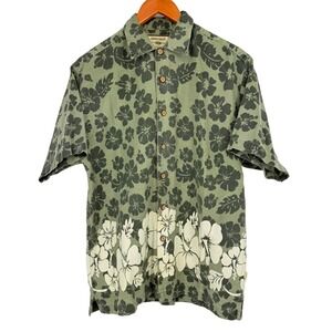 Adirondack Trading Company Floral Short Sleeve Button Front Shirt Men's Size Med